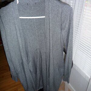 ITALIAN CHARCOAL HEATER GREY CASHMERE VISCOSE BLEND OPEN FRONT LONG CARDIGAN L